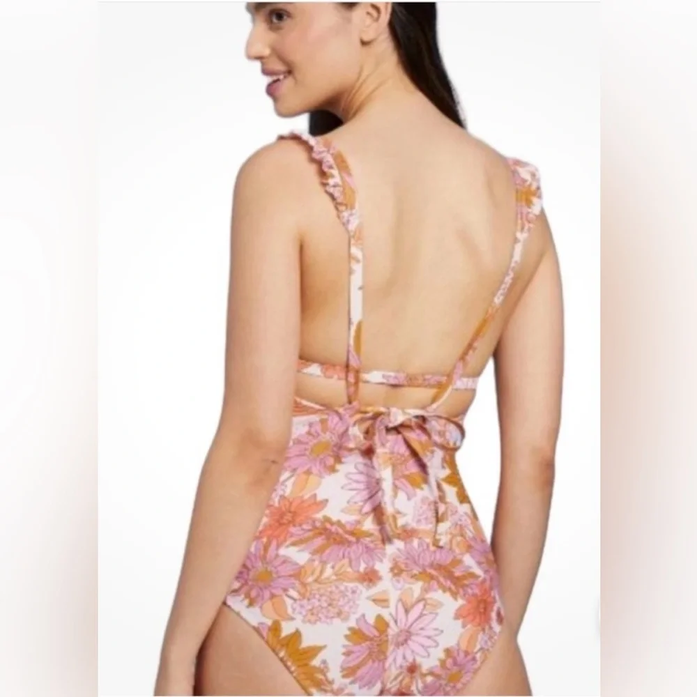 NWT Kona Sol Floral Swimsuit in Pink and Orange Size XL